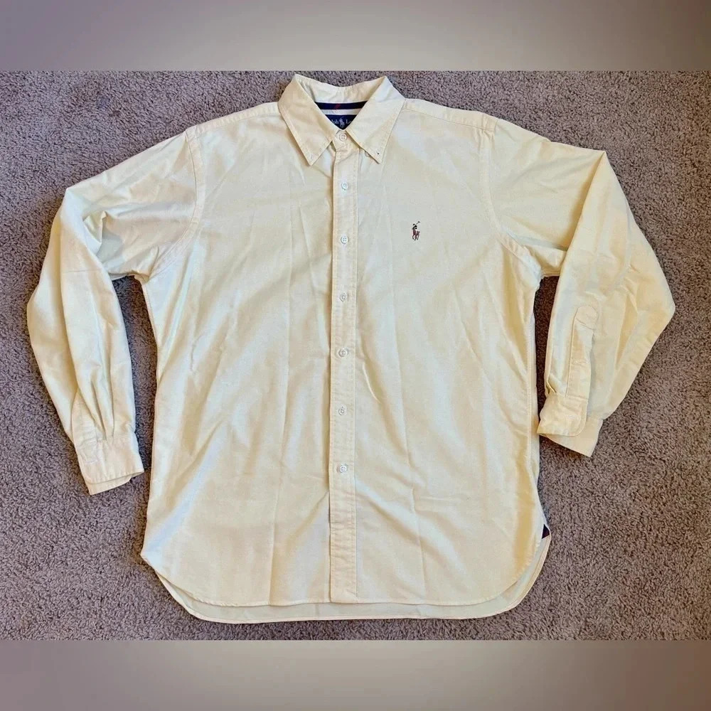 Ralph Lauren Men Yellow Oxford Button down Size XL (A96)